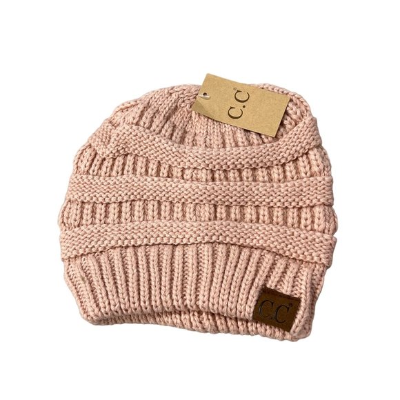 C.C Cable Knit Chunky Beanie Womens OS Indi Pink Acrylic Style No. 20A NEW - Picture 1 of 6